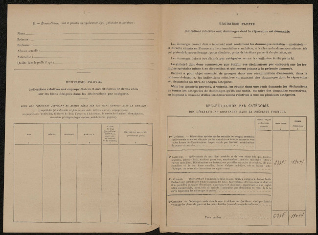 Péronne. Demande d'indemnisation des dommages de guerre : dossier Blériot