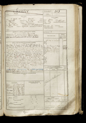 Sannier, Clavide, né le 13 décembre 1896 à Feuquières-en-Vimeu (Somme), classe 1916, matricule n° 313, Bureau de recrutement d'Abbeville