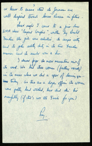 Lt R. Goldwater RA, HQ 76 AA Bde (Headquarter 76 Anti-Aircraft Brigade), B.L.A. (British Liberation Army), 12 July 45 : lettre de Raymond Goldwater à son frère Stan