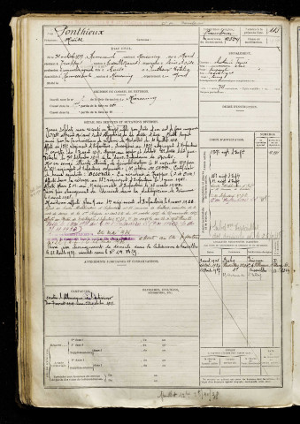 Ponthieux, Moïse, né le 31 octobre 1897 à Honnecourt-sur-Escaut (Nord), classe 1917, matricule n° 2524, Bureau de recrutement de Péronne
