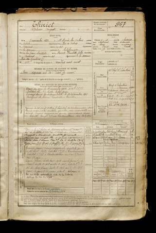 Thiriet, Alphonse Auguste, né le 07 novembre 1881 à Calais (Pas-de-Calais), classe 1901, matricule n° 967, Bureau de recrutement d'Amiens