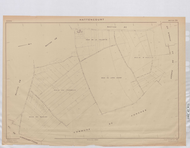 Plan du cadastre rénové - Hattencourt : section ZA