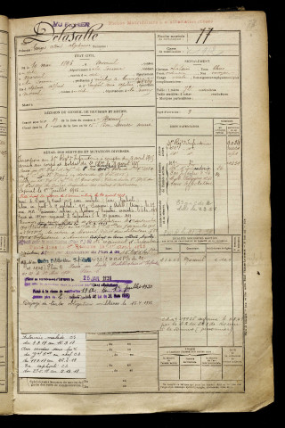 Delasalle, Georges Albert Alphonse, né le 10 mai 1896 à Moreuil (Somme), classe 1916, matricule n° 77, Bureau de recrutement de Péronne