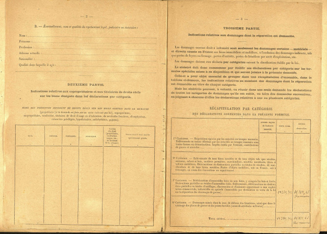 Bray-sur-Somme. Demande d'indemnisation des dommages de guerre : dossier Siomboing Louis