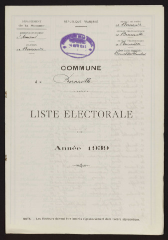 Liste électorale : Bernaville