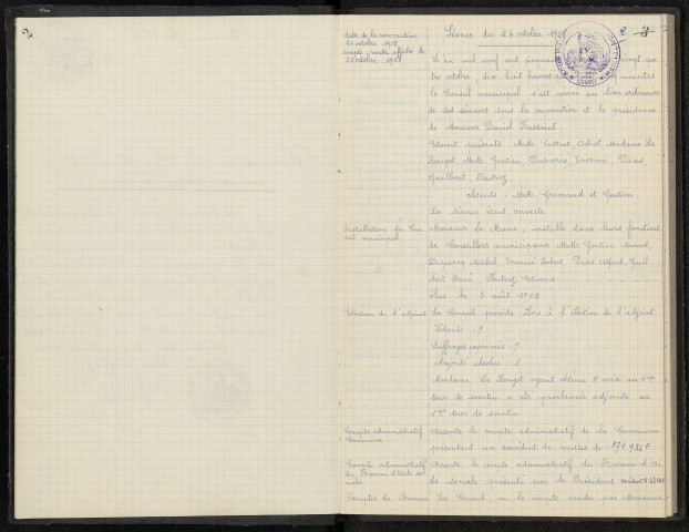 Dreslincourt. Délibérations du conseil municipal