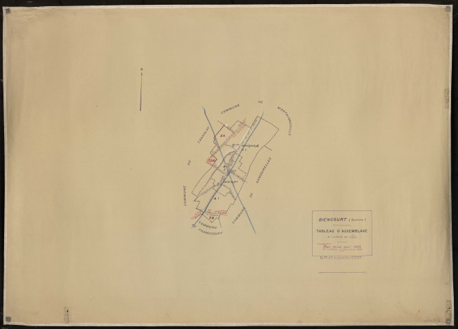 Plan du cadastre rénové - Bernay-en-Ponthieu : tableau d'assemblage (TA)