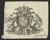Ex-libris aux armes de Philibert Bernard de Lavernette (1687-1741) gravé par Louise Du Vivier en 1737