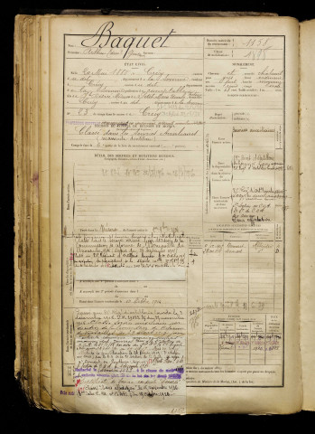Baquet, Arthur Edmond Gustave, né le 20 mai 1880 à Crécy-en-Ponthieu (Somme), classe 1900, matricule n° 1158, Bureau de recrutement d'Abbeville