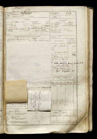 Dufour, Edouard, né le 01 août 1894 à Amiens (Somme), classe 1914, matricule n° 763, Bureau de recrutement de Péronne