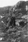 La Grande Guerre dans la Somme. Crâne d'un soldat dans une tranchée