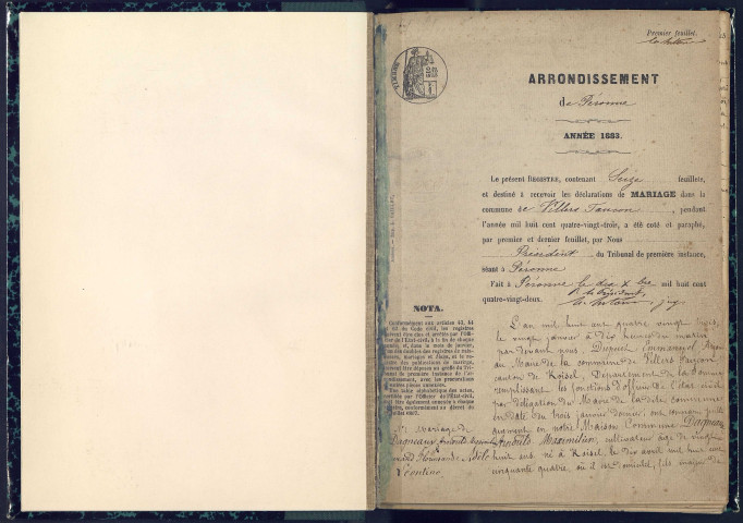 Villers-Faucon : mariages (1883-1892)