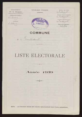 Liste électorale : Toutencourt