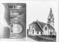 Proyart. Vue extérieure et vue intérieure de l'église Saint-Vaast de Proyart