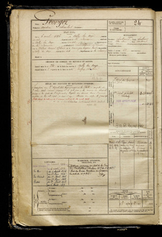 Georget, André Charles, né le 06 avril 1896 à Ailly-sur-Noye (Somme), classe 1916, matricule n° 24, Bureau de recrutement de Péronne