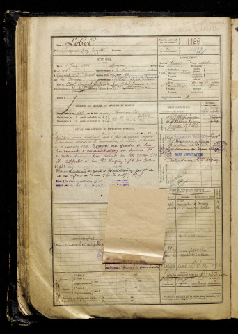 Lebel, Jacques René Emile Vincent, né le 08 juin 1898 à Amiens (Somme), classe 1918, matricule n° 1166, Bureau de recrutement d'Amiens