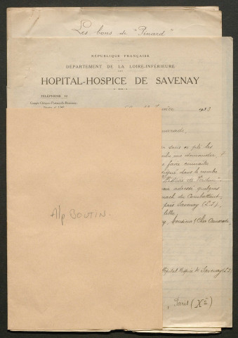 Témoignage de Boutin, Alphonse et correspondance avec Jacques Péricard