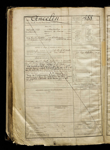 Ancelin, Paul Emile René Edouard, né le 09 mai 1899 à Hautvillers-Ouville (Somme), classe 1919, matricule n° 488, Bureau de recrutement d'Abbeville