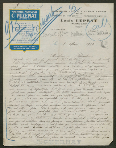 Témoignage de Leprat, Louis et correspondance avec Jacques Péricard