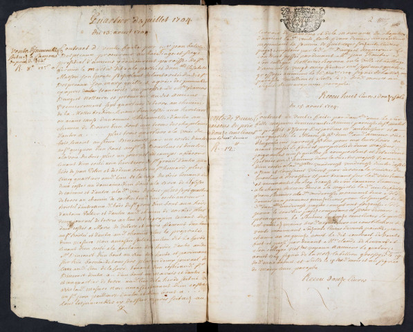 Centième denier du bureau d’Amiens pour la période du 3 juin 1704 au 11 avril 1710