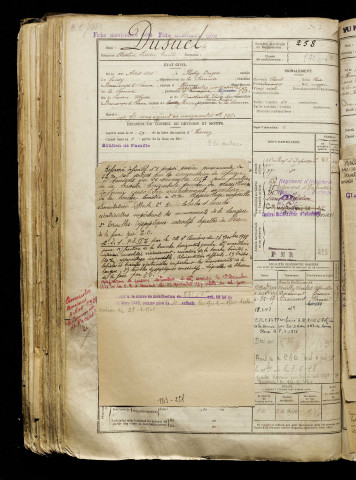 Dusuel, Arcelin Lucien Emile, né le 10 avril 1893 à Plachy-Buyon (Somme), classe 1913, matricule n° 258, Bureau de recrutement d'Amiens