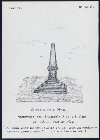 Cayeux-sur-Mer : monument commémoratif à la mémoire de Léon Parmentier - (Reproduction interdite sans autorisation - © Claude Piette)