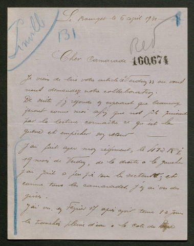 Témoignage de Guniault, Paul et correspondance avec Jacques Péricard