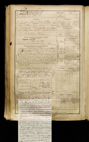 Pauchet, Jules Lucien Albert, né le 21 juin 1878 à Forest-l'Abbaye (Somme), classe 1898, matricule n° 880, Bureau de recrutement d'Abbeville