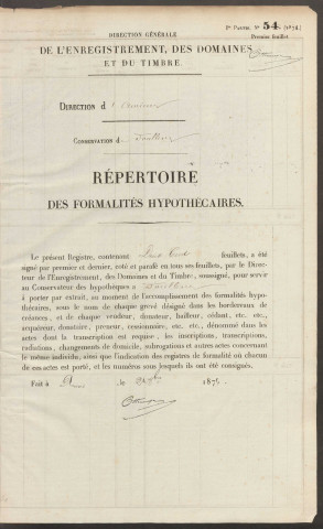 Répertoire des formalités hypothécaires, du 17/12/1874 au 25/05/1875, volume n° 130 (Conservation des hypothèques de Doullens)
