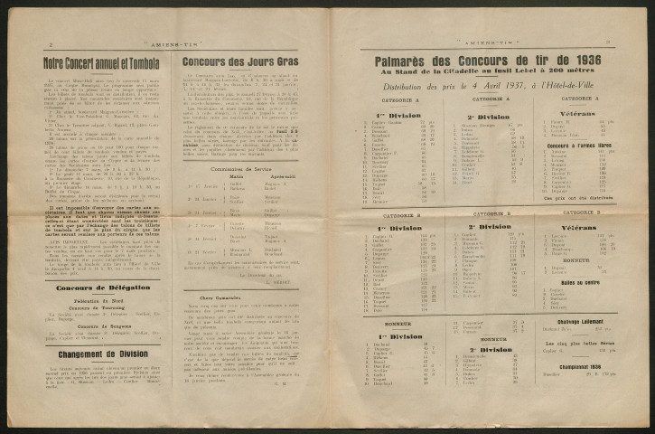 Amiens-tir, organe officiel de l'amicale des anciens sous-officiers, caporaux et soldats d'Amiens, numéro 44 (janvier 1937)