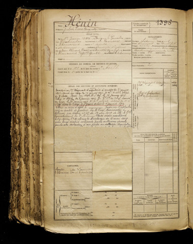 Hénin, Jules Pierre Auguste, né le 01 juin 1897 à Buigny-lès-Gamaches (Somme), classe 1917, matricule n° 1396, Bureau de recrutement d'Abbeville