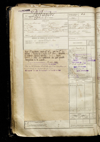 Deflandre, Antoine Arsène Alexandre Henri, né le 14 avril 1893 à Gentelles (Somme), classe 1913, matricule n° 64, Bureau de recrutement d'Amiens