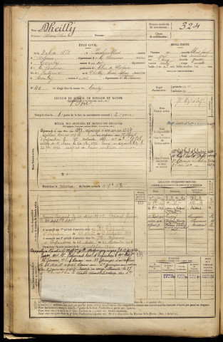 Dheilly, Alexis Félix, né le 31 mai 1872 à Puchevillers (Somme), classe 1892, matricule n° 324, Bureau de recrutement d'Amiens