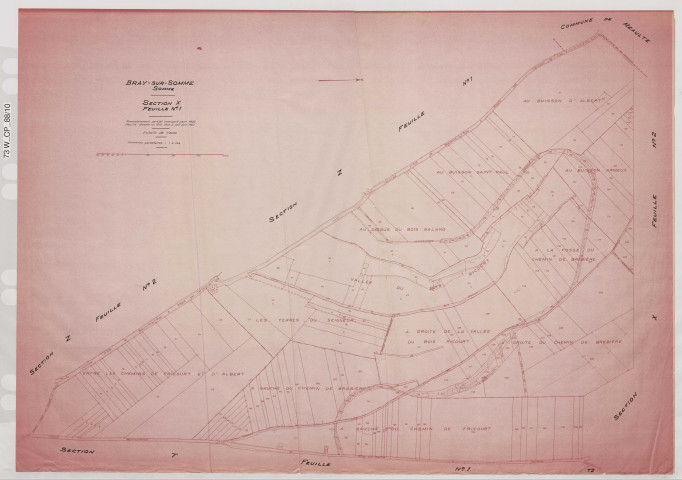 Plan du cadastre rénové - Bray-sur-somme : section X1