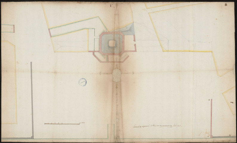Construction du château d'eau et agrandissement du port : plan d'ensemble du port et du château d'eau, dressé par l'ingénieur Belidor
