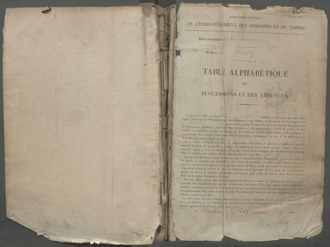 Table des successions et absences du bureau de Conty