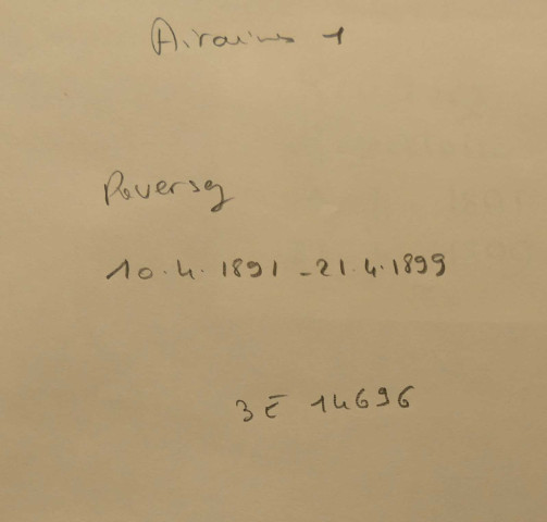 Etude de Me Gérard Reversez . Répertoire pour la période 1891-1899