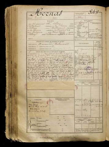 Hernas, Emile, né le 25 janvier 1892 à Allery (Somme), classe 1912, matricule n° 848, Bureau de recrutement d'Abbeville