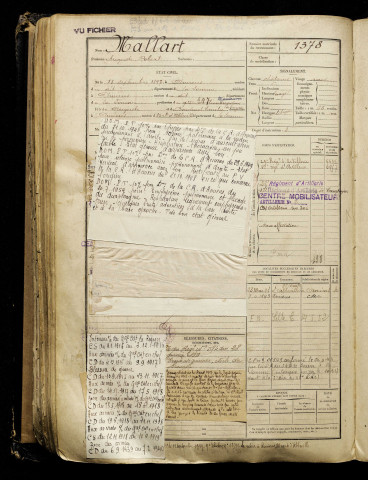 Mallart, Auguste Robert, né le 13 septembre 1897 à Amiens (Somme), classe 1917, matricule n° 1378, Bureau de recrutement d'Amiens