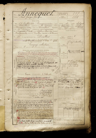 Annequet, Paul Georges Elisée, né le 19 juillet 1880 à Bouquemaison (Somme), classe 1900, matricule n° 257, Bureau de recrutement d'Abbeville