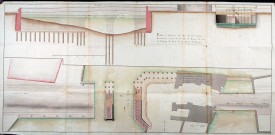 Plan et élévation d'un pont de deux arches à reconstruire à l'entrée de la ville de Péronne du coté du faubourg de Paris sur la rivière de Somme