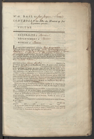 Contrôle des actes du bureau d’Amiens pour la période du 2 octobre 1767 au 7 mars 1768