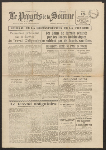 Le Progrès de la Somme, numéro 22897, 18 février 1943