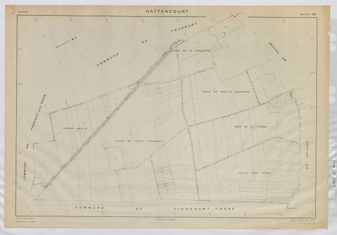 Plan du cadastre rénové - Hattencourt : section ZB