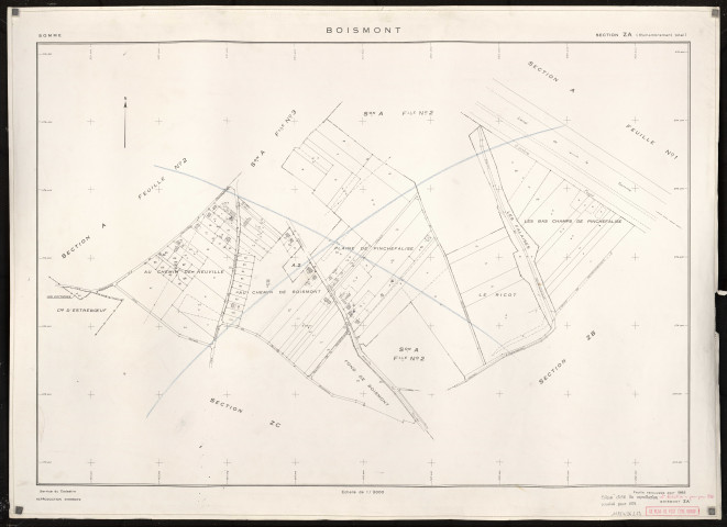 Plan du cadastre rénové - Boismont : section ZA
