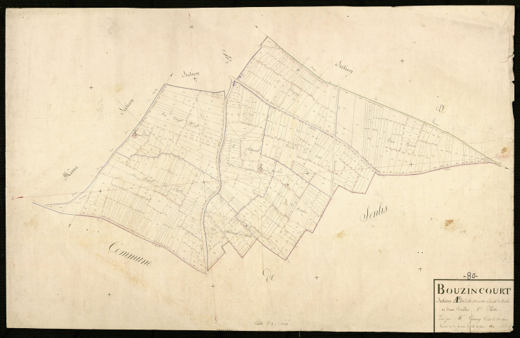 Plan du cadastre napoléonien - Bouzincourt : Noirette (La) ; Chemin de Corbie (Le), A2