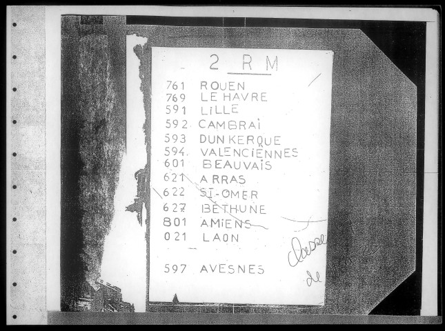 Table alphabétique du contingent 1937 - lettres H à Z : bureaux de recrutement de la Deuxième Région Militaire (Départements du Nord, du Pas de Calais, de l'Aisne, de l'Oise, de la Somme, de l'Eure et de la Seine-Maritime)