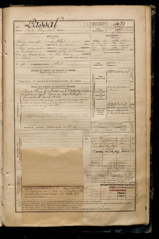 Lassal, Charles Henry Paul, né le 20 juin 1871 à Albert (Somme), classe 1891, matricule n° 471, Bureau de recrutement de Péronne
