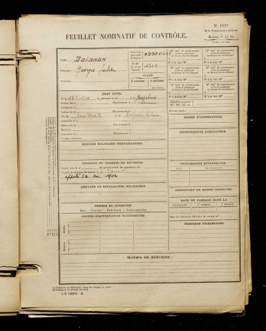 Doignon, Georges Julien, né le 24 mai 1891 à Gueschart (Somme), classe 1911, matricule n° 1301, Bureau de recrutement d'Abbeville