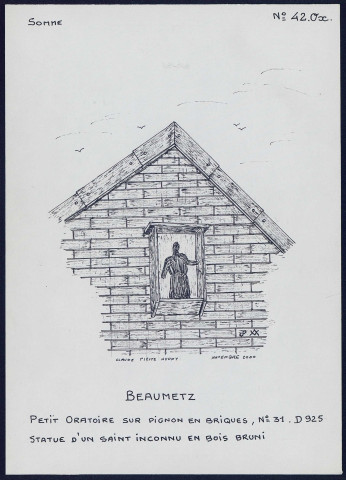 Beaumetz : petit oratoire sur pignon en briques - (Reproduction interdite sans autorisation - © Claude Piette)